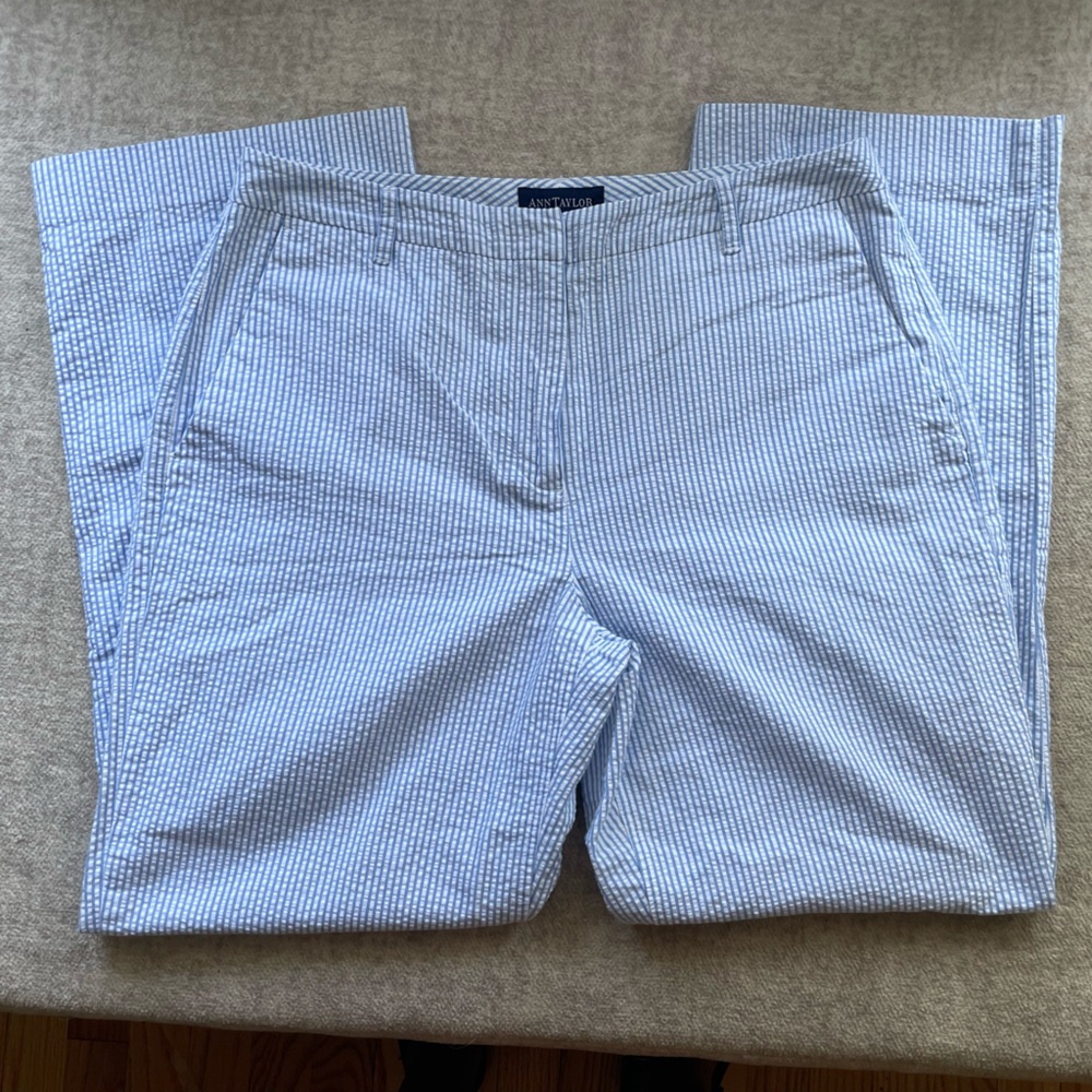 Ann Taylor Women's Blue Striped Cropped Pants